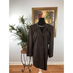 Madison Studio Blazer Jacket Womens 10 Brown Longline Minimalist Long Sleeve